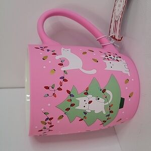 Peppermint & Pine Christmas Pink Cat Mug, NWT